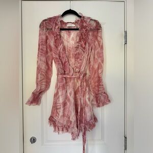 Zimmerman Pink Chiffon Silk Playsuit Size 0